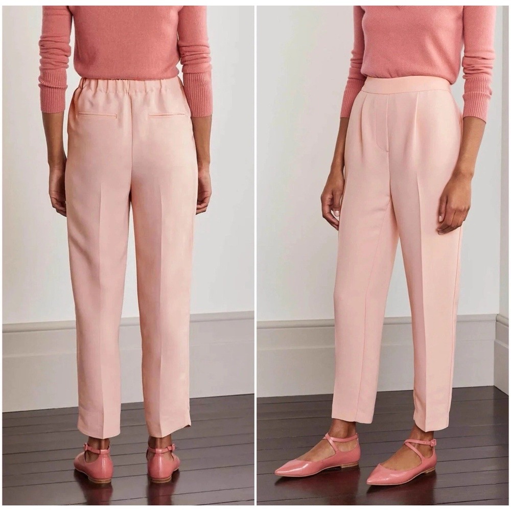 NWT Boden Dress Pants Size 4L Albemarle Straight Pleated Milkshake T0729 LPK
